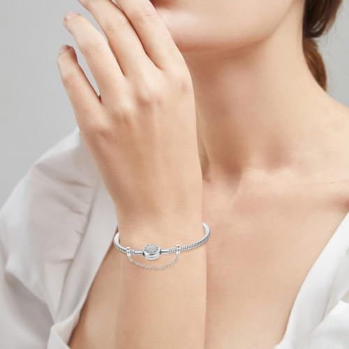 GNOCE Stainless Steel Snake Chain Charm Bracelet W/Safety Gift for Women - color: 8.3 in