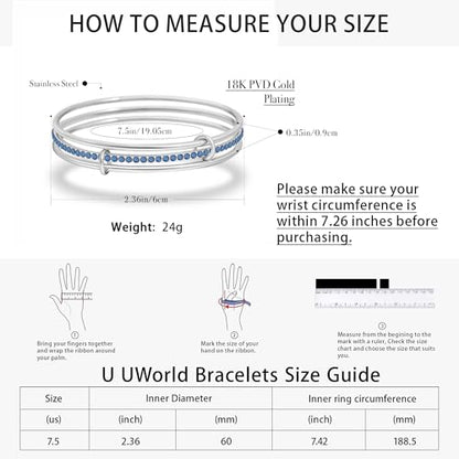 Stackable Bangle Bracelets for Women 18K Gold Plated Stainless Steel Non Tarnish Bangles 8 inch Bracelet Stack Trendy Women's Jewelry Gift - color: Silver, size: 7.5 inch