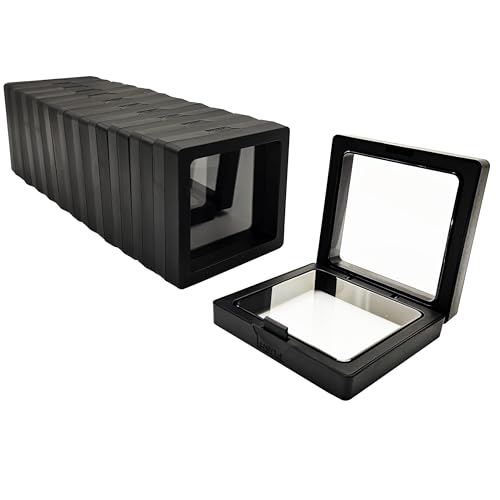 12PCS 3D Floating Frame Display Stand, Jewelry Box, Gift Box, Ornament Organizer, Small Travel Jewelry Box, PE Film Anti-Oxidation, Suspended Display Box Stackable (Black, 2.75 * 2.75) - color: Black, size: 2.75 * 2.75