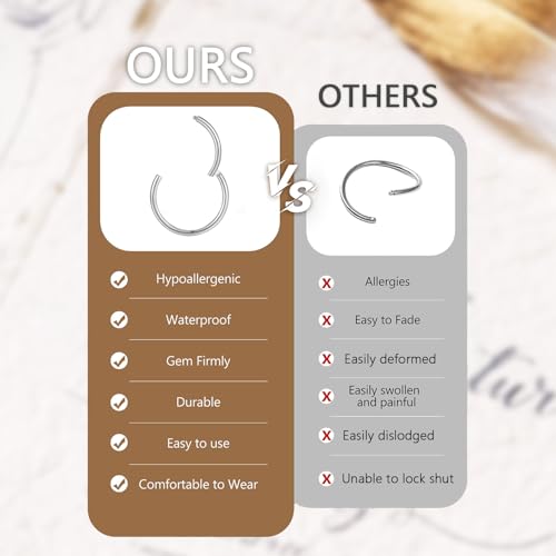 15PCS 14K Gold Plated Nose Rings Studs Set for New Piercing Beginners - color: Silver-3PCS Nose Rings & 12PCS Nose Studs