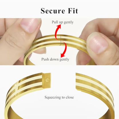 18K Gold Plated Bracelet Love Bangles for Women, 6.7in / 7.1in | Stainless steel, Waterproof & Non tarnish. Elegant & Shining. Verstaile for daily wear, perfect for stacking. Ideal Gift. - color: Gold-7.1in