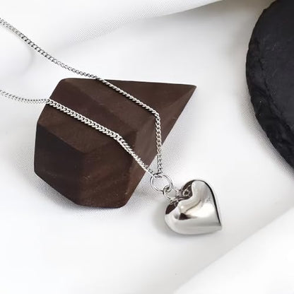 Elegant Twist Chain Necklace with Heart Shape Pendant for Women & Men – Silver Plated Dainty & Durable 2.3mm Chain