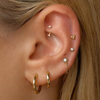 2 Pcs 14k Gold Filled Eyebrow Rings, 16G Threaded Rook Piercing Jewelry, Surgical Steel Vertical Lip Labret Belly Tongue Ring Daith Earring Curved Barbells - color: 6mm-2pcs