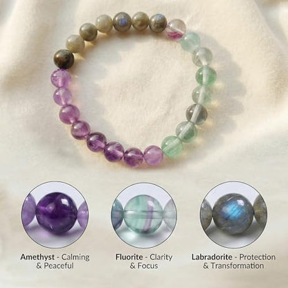 Bivei Protection Crystal Healing Bracelet | 8MM Strength Bracelet Spiritual Stretch Beaded Jewelry for Women Men Gift - color: Healing Prayers, size: Medium 6.8-7.3 inch