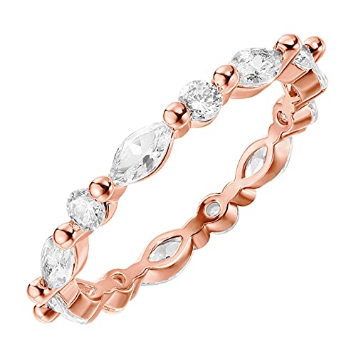 PAVOI 14K Gold Plated Rings Cubic Zirconia Love - 2.5mm Stackable Rings for Women
