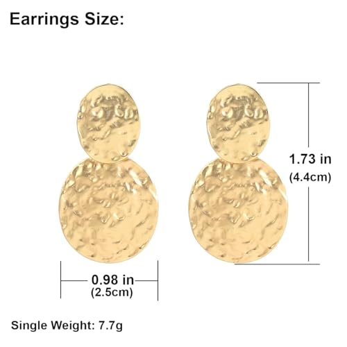 Matte Gold Vintage Clip Drop Earrings for Women Clip on Earrings Statement Earrings Gift for Mom