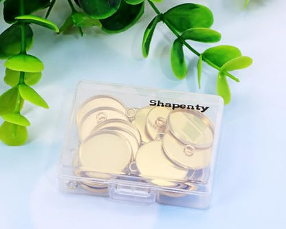 Shapenty Gold Stainless Steel Round Bezel Blanks Pendant Trays for Earrings Bracelet Necklace Keychain DIY Craft Resin Glass Cabochon Jewelry Making Projects Christmas Gift Hanging Charms, 20PCS - size: 18mm