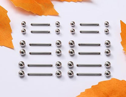 16G 14G Surgical Steel Shiny Ball Nipple Tongue Shield Ring Barbell Body Piercing Jewelry Retainer 12-16mm 12PCS - style: 12PCS - 14G Silver