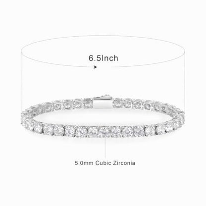 3/4/5mm Tennis Bracelet, 18k White Gold Plated 3MM/4MM/5MM Iced Out Round Cubic Zirconia Tennis Bracelet for Women Men 6.5/7/7.5 Inches - color: 5MM White Gold, size: 6.5 inch