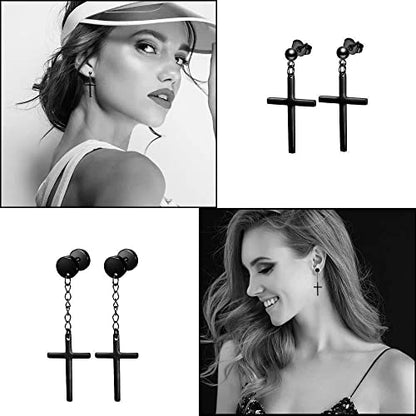 20 Pairs Stainless Steel Stud Earrings Set for Women Men Black Silvery Round Disc Ball Square Cubic Zircon Studs Dangle Earrings Fashion Small Huggie Hoops Jewelry