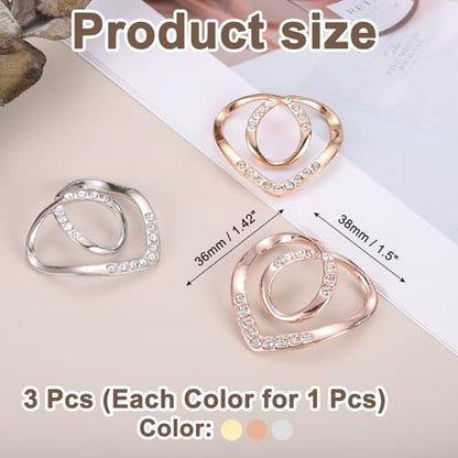PATIKIL Silk Scarf Ring Clip, Heart T-shirt Tie Clips Scarves Pin Shawl Slide Buckles Fashion Metal Clothing Ring Wrap Holder for Women Jewelry Accessories Gift - color: Gold Tone/Silver Tone/Rose Gold