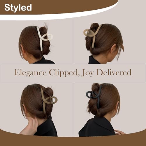 Extra Large Hair Claw Clips for Thick Hair, Big Non-Slip Claw Clips for Women, 4 Pack 5.9" Jelly & Matte Hair Clips for Long Hair (Oval-B 4pcs 5.9") - color: Oval-B 4pcs 5.9"