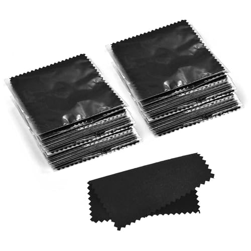 Jewelry Cleaning Cloths, Individually Wrapped Jewelry Polishing Cloths | Help Remove Tarnish, Restores Shine, Compact & Portable, Reusable Until Soiled, Everyday Jewelry Care, Multiple Colors - color: Q-100pcs Black