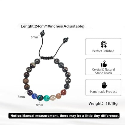 Natural Stone Beaded Bracelets for Women, 7 Chakra Healing Crystal Bracelet, 6mm/8mm Handmade Gemstone Stretch/Adjustable Bangle, Anxiety Relief Yoga Meditation Jewelry, Boho Amethyst Malachite Turquoise Bracelet Gift - color: Style 5