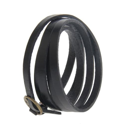 JAOYU Punk Leather Cuff Bracelet Goth Leather Wristband Rock Bracelet Biker Bracelet for Men Leather Armband Black Handmade Jewelry - color: Punk Wrap Bracelet