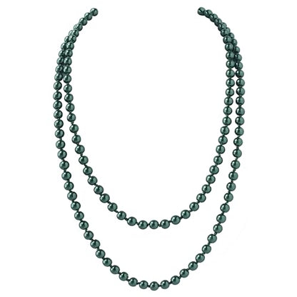 BABEYOND Long Pearl Necklace Faux Pearls Necklace Set Beaded Long Pearls Necklace 1920s Gatsby Costume Jewelry - color: Dark Green
