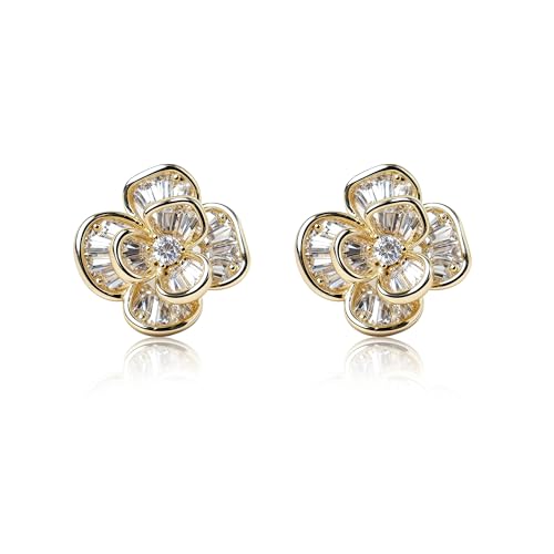 Shiny Gold Butterfly Earrings for Women | 14K Real Gold Plated Butterfly Earrings for Women, Dainty & Trendy Butterfly Stud Earrings for Fashion Jewelry Gifts - color: AZ28