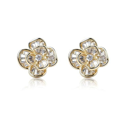 Shiny Gold Butterfly Earrings for Women | 14K Real Gold Plated Butterfly Earrings for Women, Dainty & Trendy Butterfly Stud Earrings for Fashion Jewelry Gifts - color: AZ28