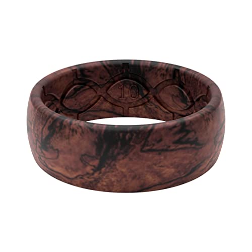 Groove Life Nomad Silicone Ring Breathable Rubber Wedding Rings for Men, Lifetime Coverage, Unique Design, Comfort Fit Ring - color: Redwood