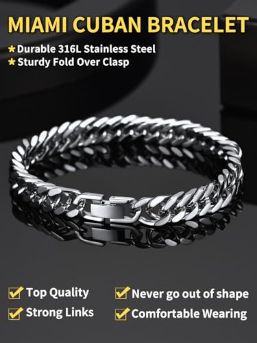 ChainsHouse Stainless Steel Cuban Link Bracelet for Men Jewelry Gift