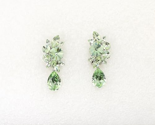 Faship Statement Dangling Floral Clip On Earrings For Women - color: Light Peridot