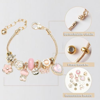 DS Charm Bracelets for teen girls exquisite cute cartoon friendship bracelet Gold Stainless Steel Bangle birthday Gift box Adjustable little girls kids jewelry holiday gifts - style: GOLD-3