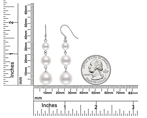 925 Sterling Silver Pearl Drop Earrings for Women, June Birthstone Long Dangle Pearl Jewelry Gifts for Her - color: 6-10mm Silver