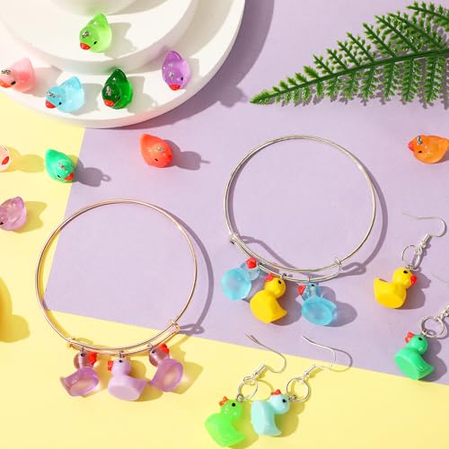 64Pcs Mini Resin Duck Charms, Luminous Duck Beads for Jewelry Making | 32 Solid and 32 Glow in The Dark, Ducks Pendant, DIY Crafts, Bracelet Necklace Earrings Jewelry Making, Party Favors - style: Duck Style