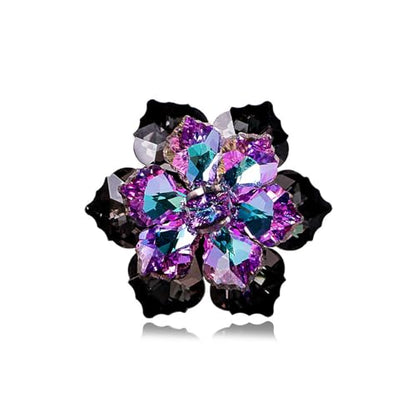 Rhinestone Flower brooch Pin Large Crystal Flower brooch Lapel Pins Wedding Party Birthday Dance Banquet Dress Suit Ceremony Clothes Hat Bag Accessories Jewelry for Women (Black1)