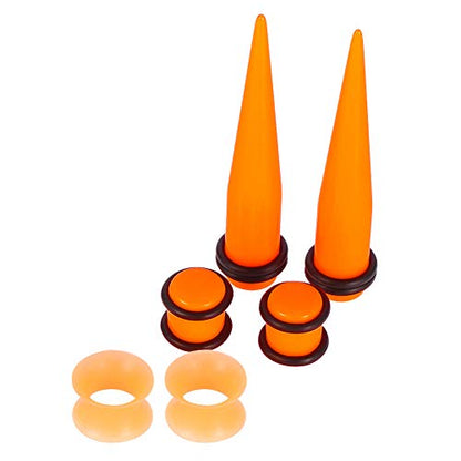 JieyueJewelry 50/54 Pcs Ear Stretching Kit 14G-00G | Acrylic Tapers & Plugs with Silicone Tunnels, Ear Gauges Expander Set Body Piercing Jewelry for Women and Men - color: Orange