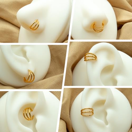FUNLMO Conch Helix Tragus Rook Daith Piercing Jewelry Triple Hoop Nose Ring Septum Ring Nose Ring Cartilage Hoop Earring 316L Surgical Steel Nose Hoop Lip Ring 16G 10mm Rose Gold