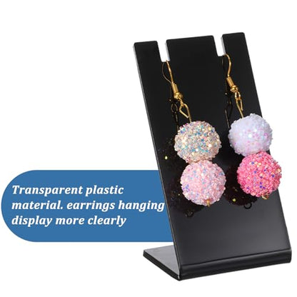10PCS Acrylic Earring Holder Black L-Shape Jewelry Display Stands for Vendors Necklace Display Rack Retail Store Display Props, Earring Organizer for Jewelry Dangling Slant Back