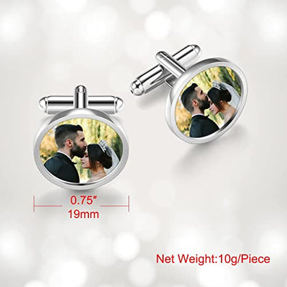 Zysta Personalized Cufflinks for Men Custom Photo Cufflinks Stainless Steel Cufflinks with Picture Customized Wedding Memorial Gift for Groom Father of the Bride - style: Round