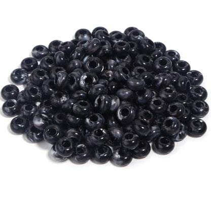 150PCS 14x8mm Black Acrylic European Large Hole Rondelle Spacer Beads with Storage Box, Loose Beads for Bracelet Necklace Earring Hair DIY Jewelry Making - color: Black