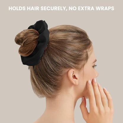 100% Mulberry Silk Hair Ties, Silk Hair Scrunchies for Women, No Damage for Curly Hair (Blush pink,L) - color: Color 04