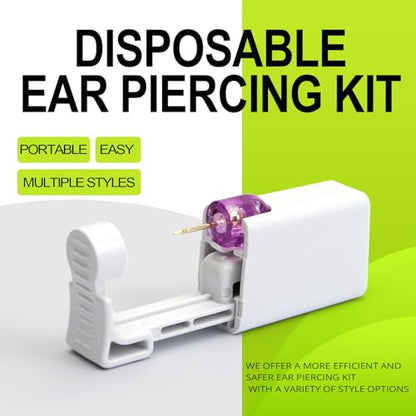 2 psc Ear Piercing Kit, Disposable ear piercing gun tool, pre-installed with gold 3mm pea earrings, at Home Self Piercing Kit (Little golden ball) - color: Little golden ball