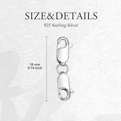 925 Sterling Silver Lobster Clasp for DIY Necklace Bracelet Jewelry Making, Double Spring Clasp with Closed Jump Rings, Necklace Extender Clasp Connector Bracelet Extension (Style 7) - style: Style 7