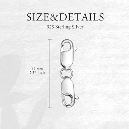925 Sterling Silver Lobster Clasp for DIY Necklace Bracelet Jewelry Making, Double Spring Clasp with Closed Jump Rings, Necklace Extender Clasp Connector Bracelet Extension (Style 11) - style: Style 11