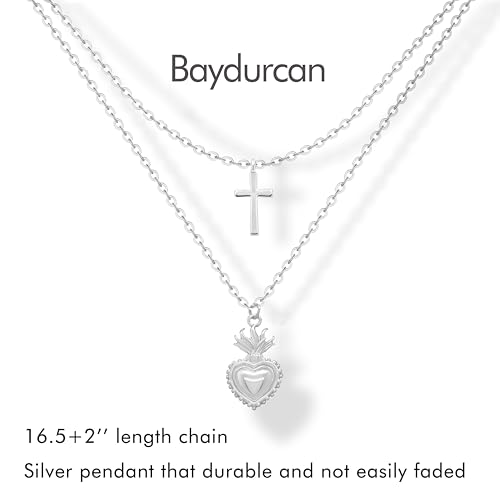 Baydurcan Dainty Silver Necklace for Women Ankh Horse Celtic Necklace Gifts | Dainty charm gifts for friends sister mother, birthday, christmas, graduation gifts. Ready to give with card & envelope. - style: Sacred Heart