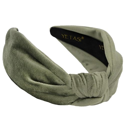 Sage Green Velvet Headbands for Women, Trendy Womens Headbands are Knotted Headband for Women's Hair, Cute Top Knot Fashion Designer Girls Head band - color: Sage Green