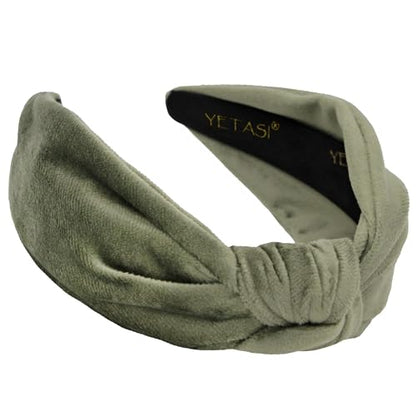 Sage Green Velvet Headbands for Women, Trendy Womens Headbands are Knotted Headband for Women's Hair, Cute Top Knot Fashion Designer Girls Head band - color: Sage Green