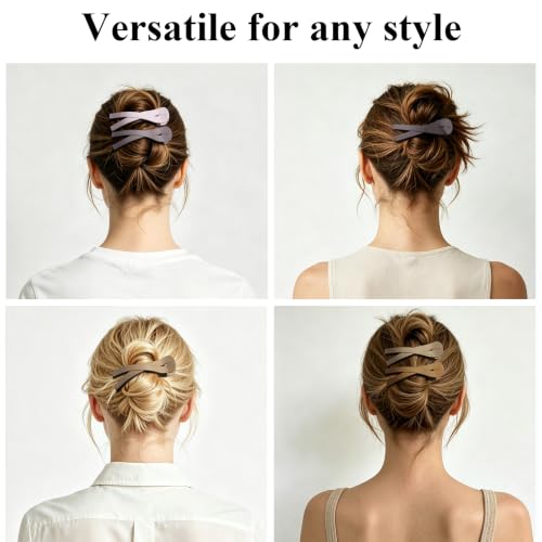 Large Flat Hair Clips for Women, French Flat Claw Clips for Medium Thick Hair | Strong Hold Hair Clips for Styling, Driving, Daily Wear | Pink, Blue Grey, Brown, Khaki - 4Pcs - color: Pink, Blue, Brown, Khaki