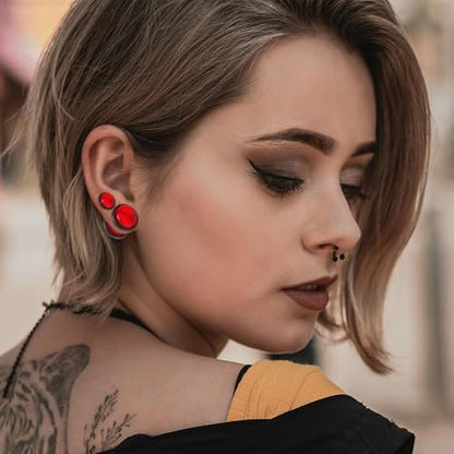 54/102Pcs Ear Stretching Kit 14G-00G Acrylic Ear Gauge Stretching Kit with Heart Plugs Gauge Tapers Ear Tunnels Horseshoes Taper Spiral Tapers Gauges Ear Expanders for Men Women - color: Red