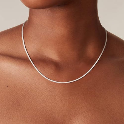 925 Sterling Silver Chain Necklace for Women - 1mm 1.5mm 2mm Snake Chain Necklace Smooth Sturdy Jewelry Gift Size 16/18/20/22 Inches - color: 2mm, size: 22+2"