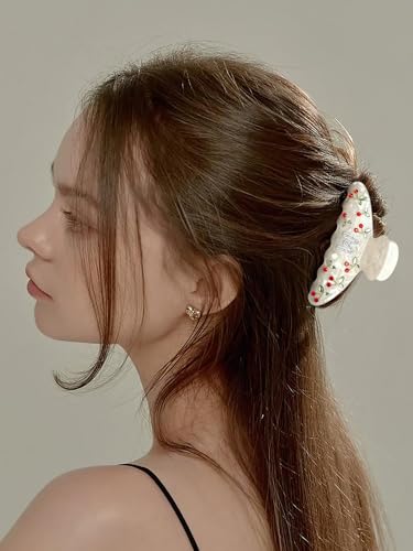 LILIE&WHITE Christmas Gift Acrylic Cherry Letter Hair Clips For Women | With RhinestonesInitial Hair Claws For Thick Hairs Trendy Monogram Large Clips Fashion Big Claw Clip Jewelry Gift Alphabet M - color: HC22959M