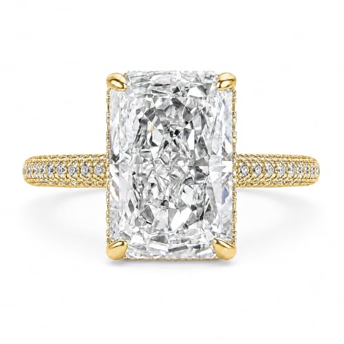 Maxinejewelry 4.5CT Radiant Cut Wedding Ring Set for Women - color: Golden Ring