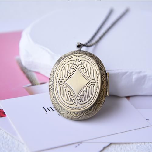 Vintage Photo Locket Necklace Handmade Pressed Flower Locket Necklace for Women - style: Hydrangea(1.53"x 1.85")