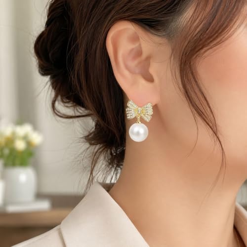 Pearl Shell Earrings for Women Clip on Pearl Earrings Summer Beach Jewelry Tropical Vacation Outfits Accessories - color: B1:white bow clip on earrings