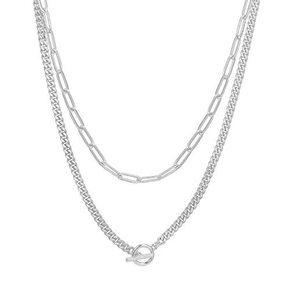 PAVOI 14K Gold Plated Dainty Layering Necklaces for Women | Snake Chain, Curb Link, Paperclip Layered Chains | Trendy Layering Necklace - style: Lock