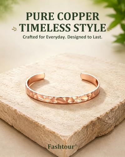 Pure Copper Bracelet – Copper Bracelet for Men & Women – 100% Solid, Raw & Uncoated Handmade Hammered Tibetan Cuff Bangle - color: MirrorSurface